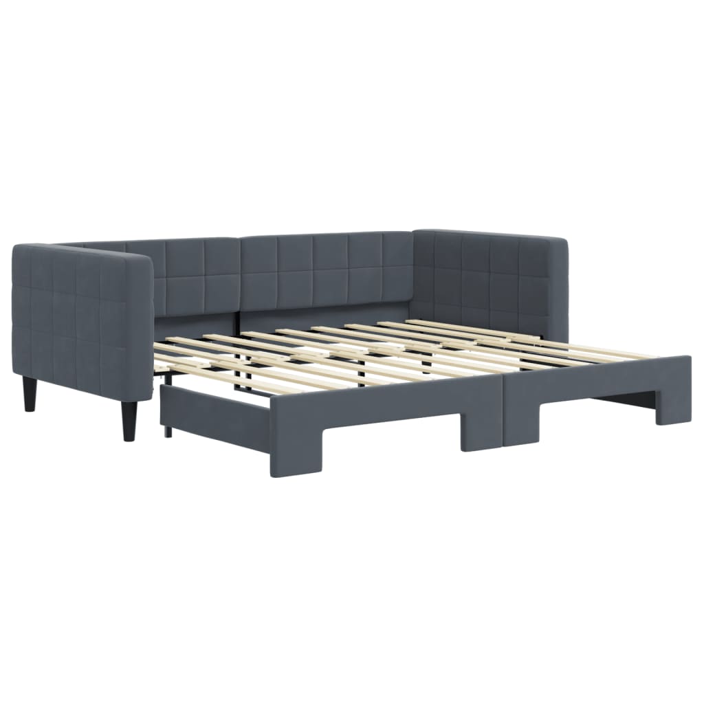 Divano Letto con Letto Estraibile Grigio Scuro 90x190cm Velluto - homemem39