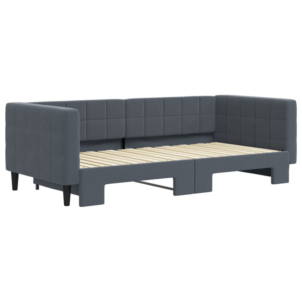 Divano Letto con Letto Estraibile Grigio Scuro 90x190cm Velluto - homemem39