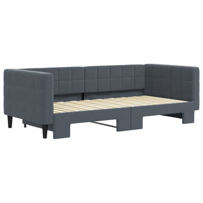 Divano Letto con Letto Estraibile Grigio Scuro 90x190cm Velluto - homemem39