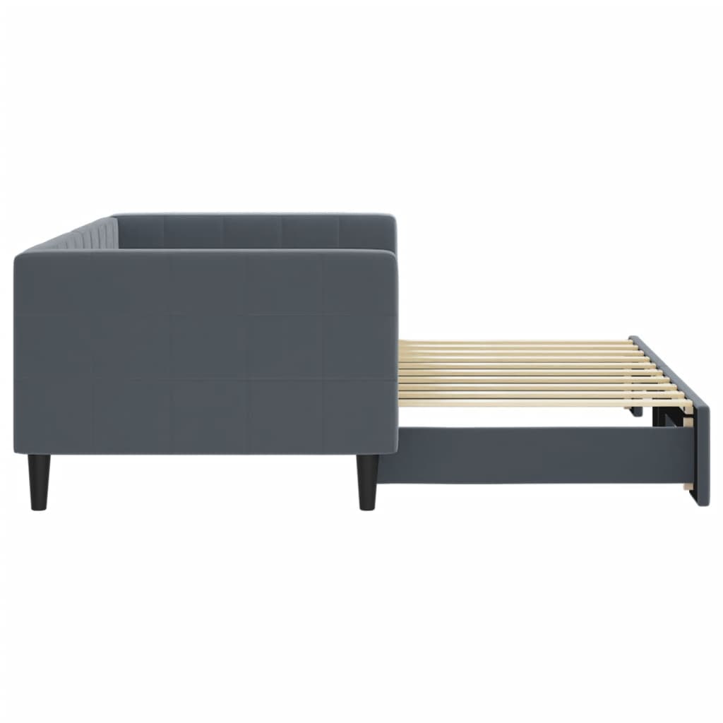 Divano Letto con Letto Estraibile Grigio Scuro 90x190cm Velluto | homemem39