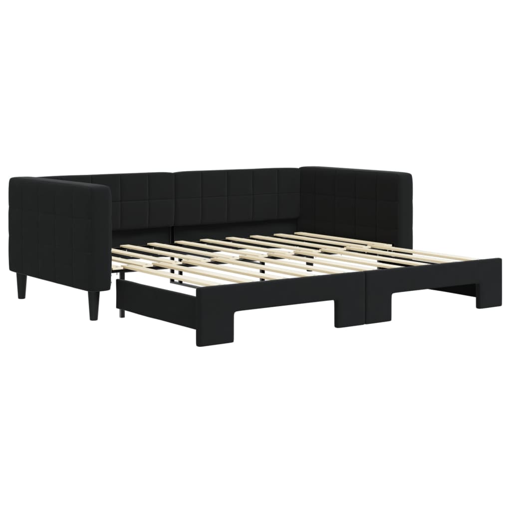 Divano Letto con Letto Estraibile Nero 90x190 cm in Velluto