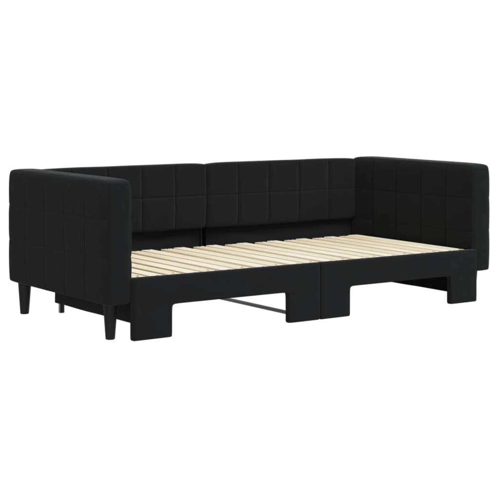 Divano Letto con Letto Estraibile Nero 90x190 cm in Velluto