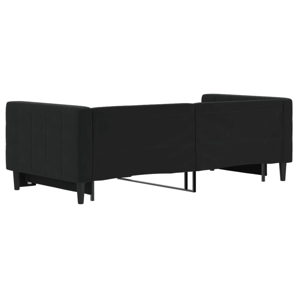 Divano Letto con Letto Estraibile Nero 90x190 cm in Velluto