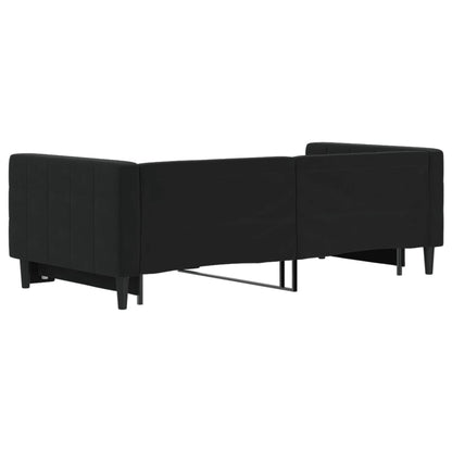 Divano Letto con Letto Estraibile Nero 90x190 cm in Velluto