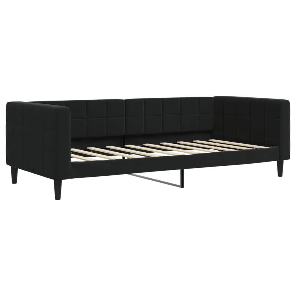 Divano Letto con Letto Estraibile Nero 90x190 cm in Velluto
