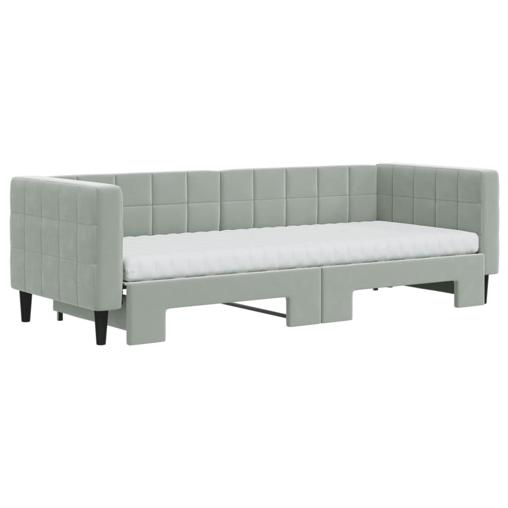 Divano Letto Estraibile Materassi Grigio Chiaro 80x200 Velluto - homemem39