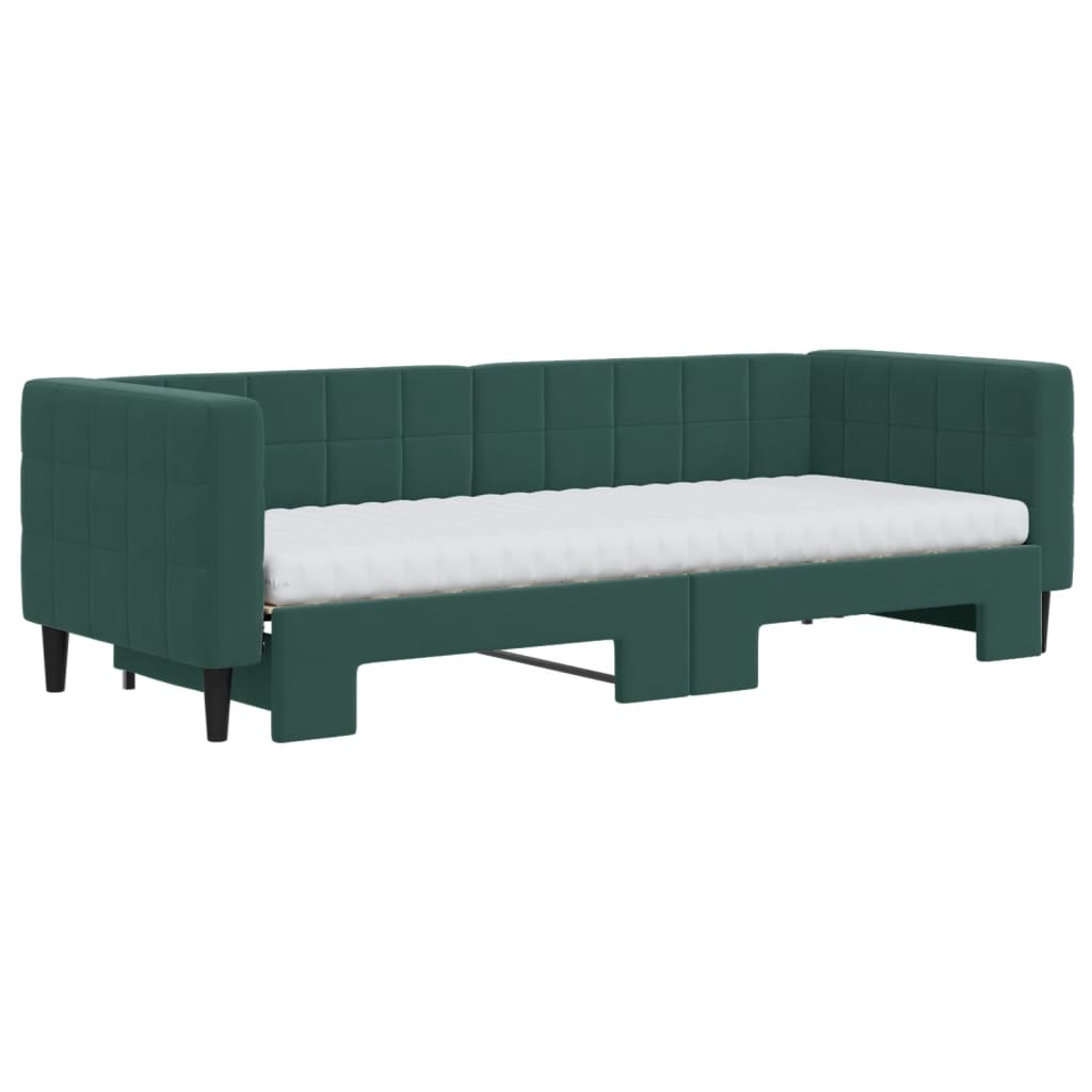 Divano Letto Estraibile Materassi Verde Scuro 80x200 Velluto - homemem39
