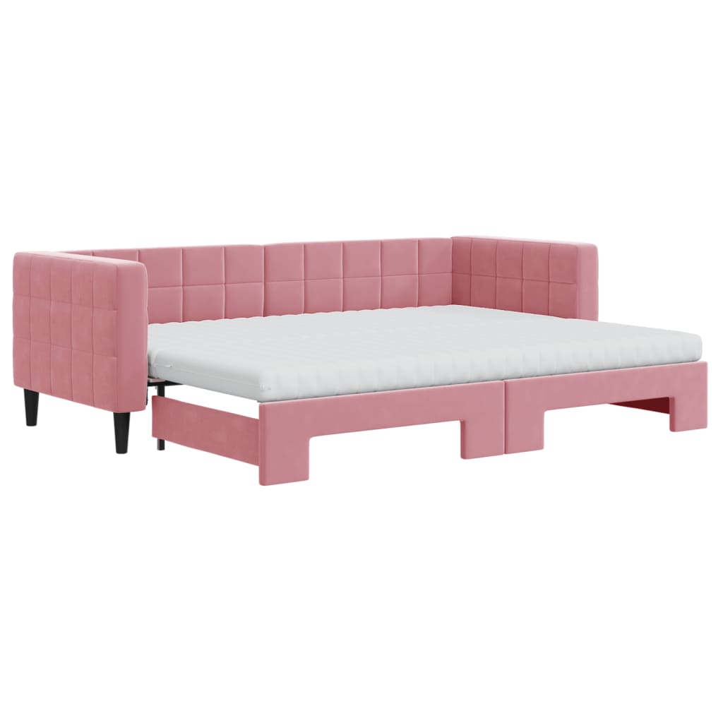 Divano Letto Estraibile con Materassi Rosa 80x200 cm Velluto - homemem39
