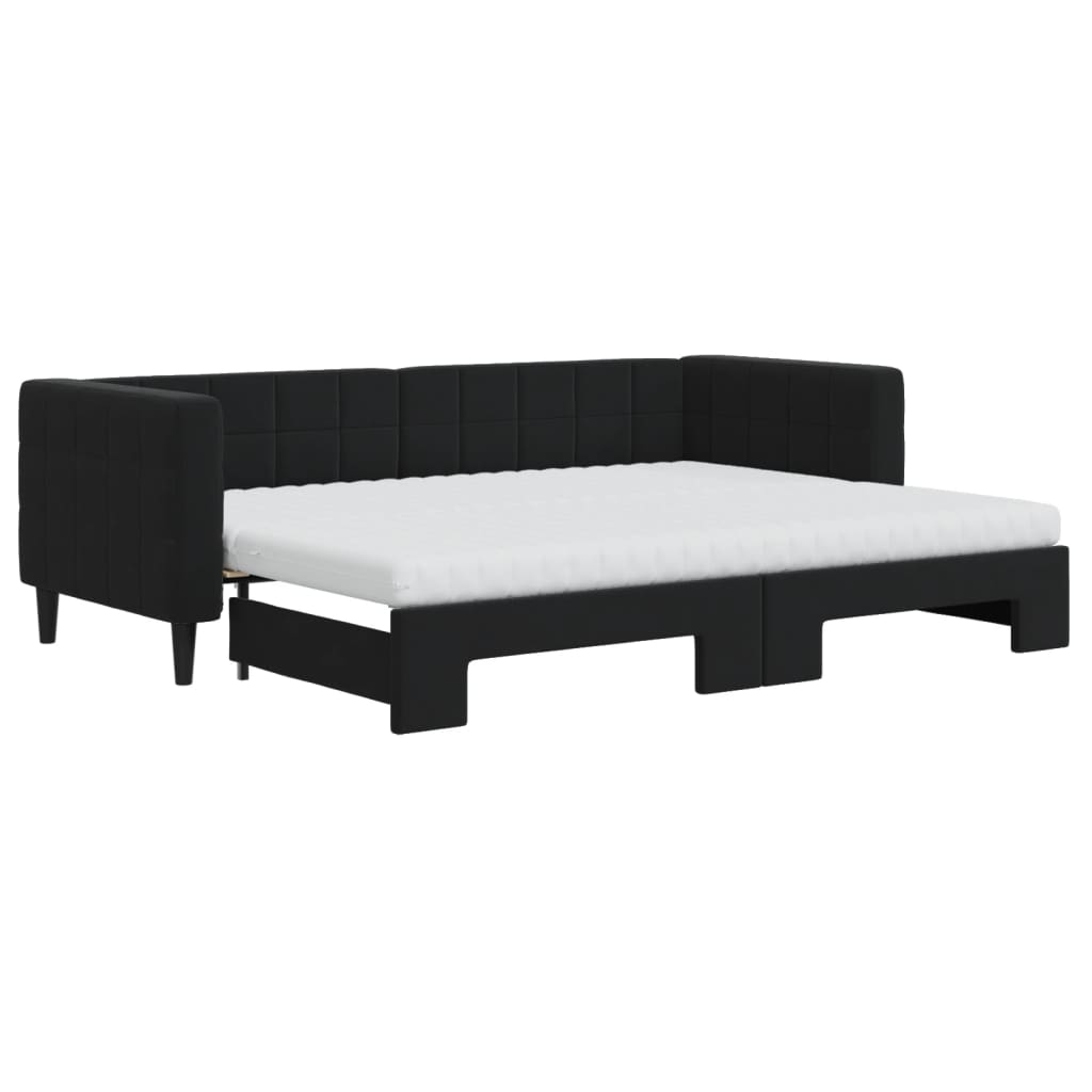 Divano Letto Estraibile con Materassi Nero 80x200 cm Velluto | homemem39