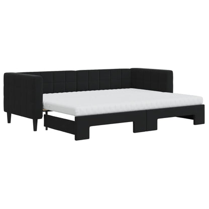 Divano Letto Estraibile con Materassi Nero 80x200 cm Velluto | homemem39