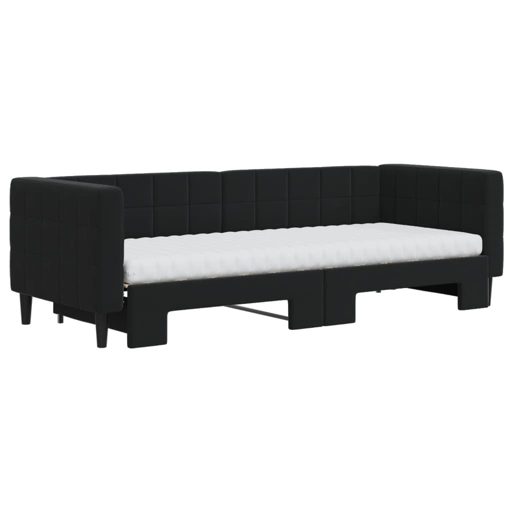 Divano Letto Estraibile con Materassi Nero 80x200 cm Velluto | homemem39