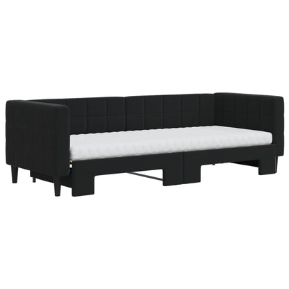 Divano Letto Estraibile con Materassi Nero 80x200 cm Velluto | homemem39