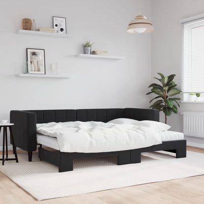 Divano Letto Estraibile con Materassi Nero 80x200 cm Velluto | homemem39