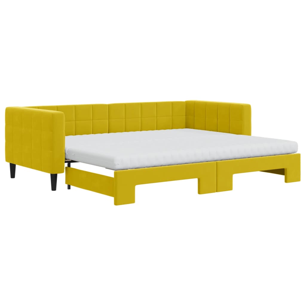 Divano Letto Estraibile con Materassi Giallo 90x200 cm Velluto