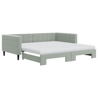 Divano Letto Estraibile Materassi Grigio Chiaro 100x200 Velluto - homemem39