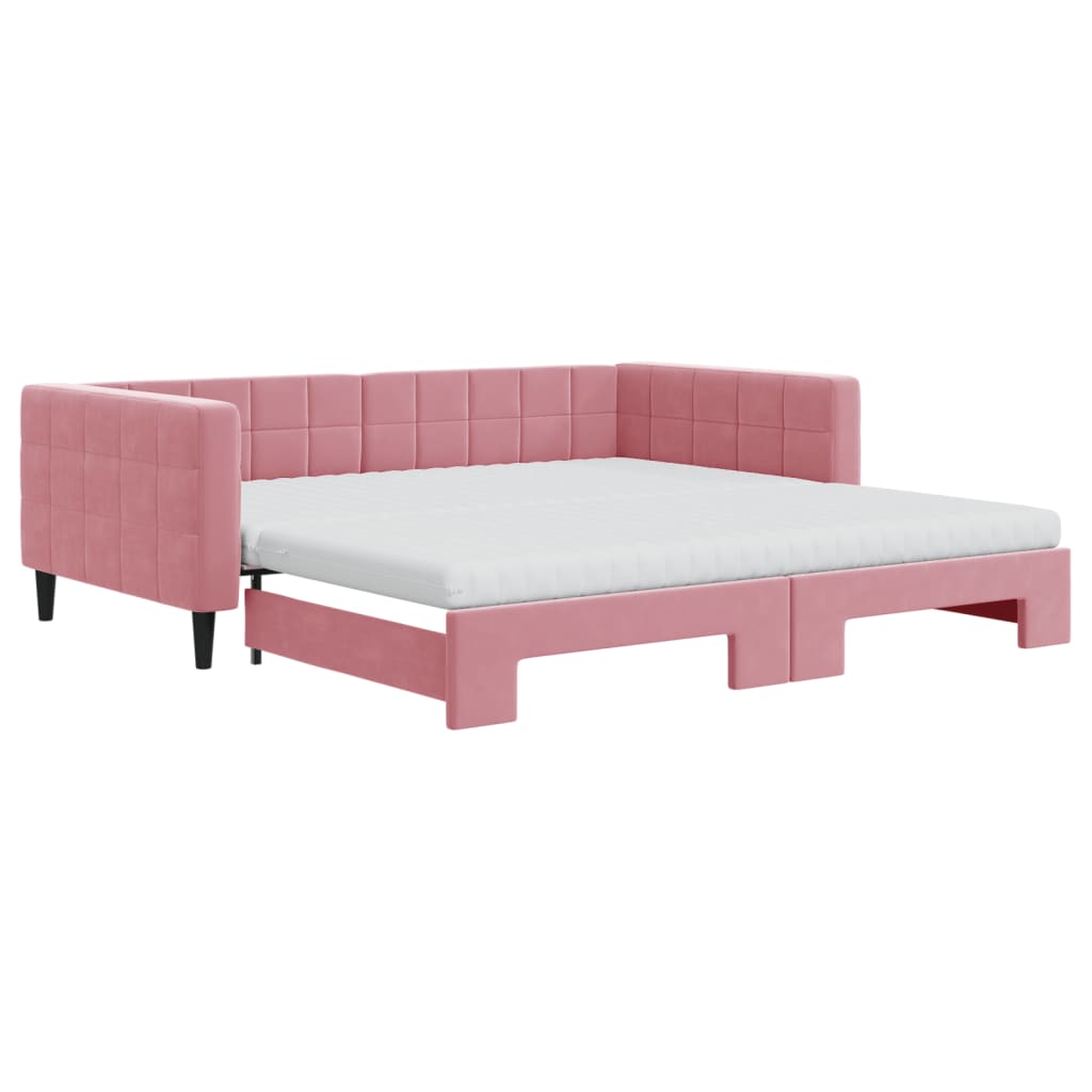 Divano Letto Estraibile con Materassi Rosa 100x200 cm Velluto - homemem39