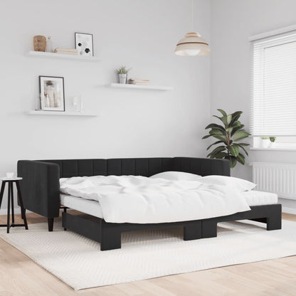 Divano Letto Estraibile con Materassi Nero 100x200 cm Velluto - homemem39