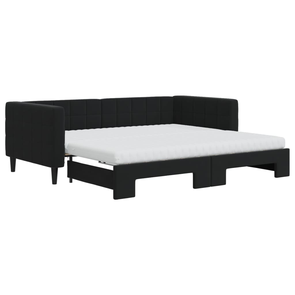 Divano Letto Estraibile con Materassi Nero 90x190 cm Velluto - homemem39