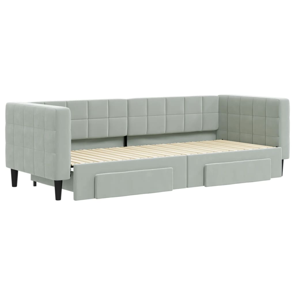 Divano Letto Estraibile Cassetti Grigio Chiaro 80x200cm Velluto - homemem39