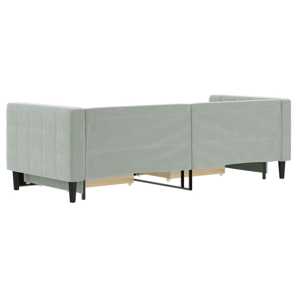 Divano Letto Estraibile Cassetti Grigio Chiaro 80x200cm Velluto - homemem39