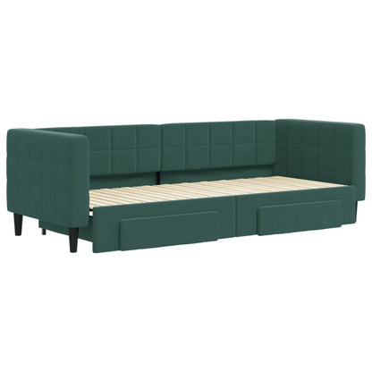Divano Letto Estraibile Cassetti Verde Scuro 80x200cm Velluto - homemem39
