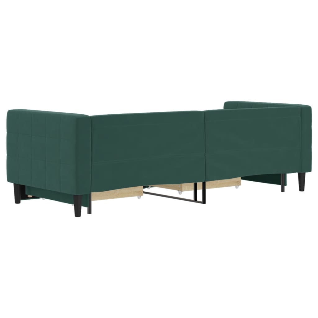 Divano Letto Estraibile Cassetti Verde Scuro 80x200cm Velluto - homemem39