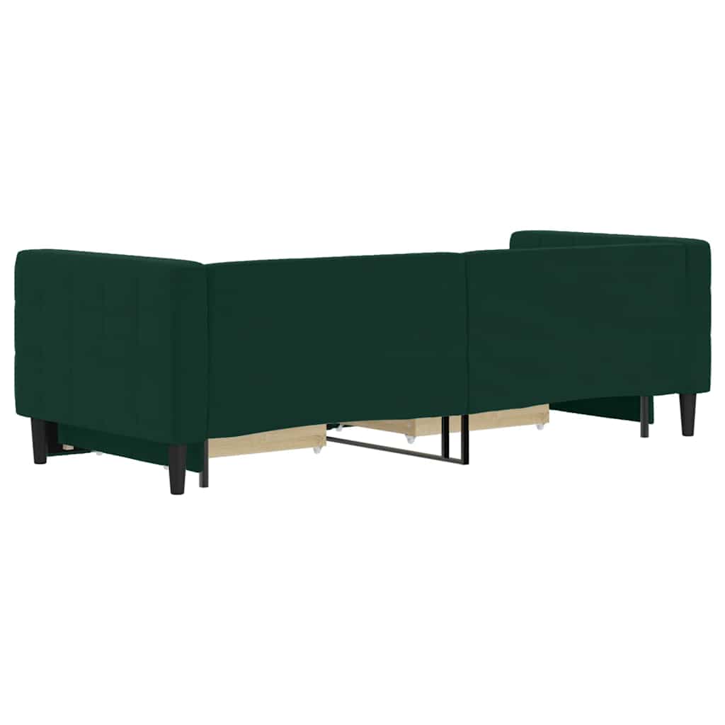 Divano Letto Estraibile Cassetti Verde Scuro 80x200cm Velluto