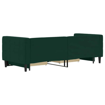 Divano Letto Estraibile Cassetti Verde Scuro 80x200cm Velluto