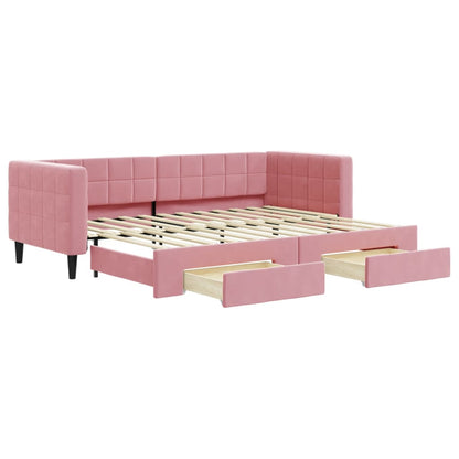 Divano Letto Estraibile con Cassetti Rosa 80x200 cm Velluto - homemem39