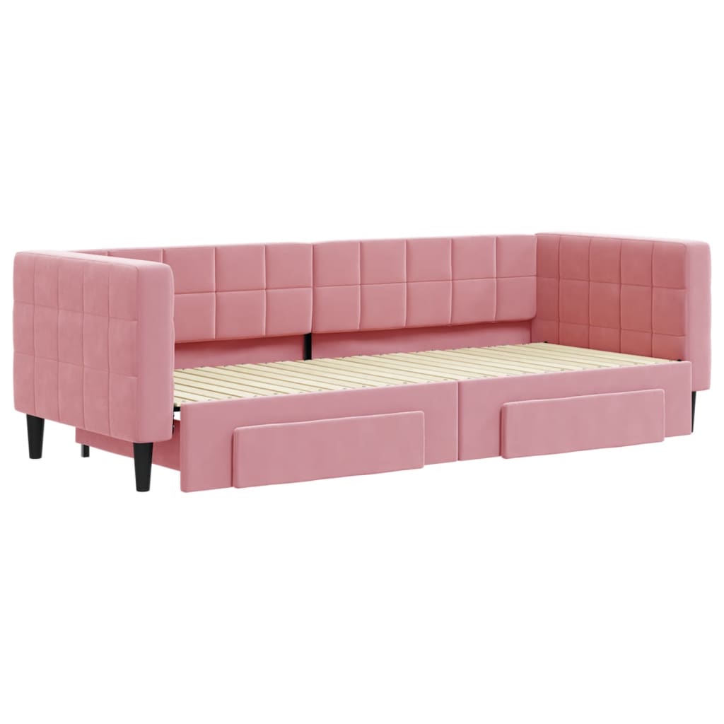 Divano Letto Estraibile con Cassetti Rosa 80x200 cm Velluto - homemem39