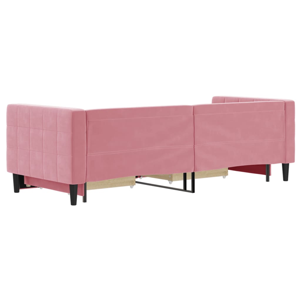 Divano Letto Estraibile con Cassetti Rosa 80x200 cm Velluto - homemem39