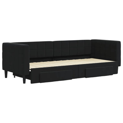 Divano Letto Estraibile con Cassetti Nero 80x200 cm in Velluto - homemem39