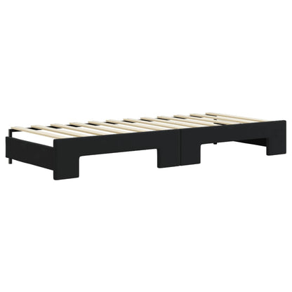 Divano Letto Estraibile con Cassetti Nero 80x200 cm in Velluto