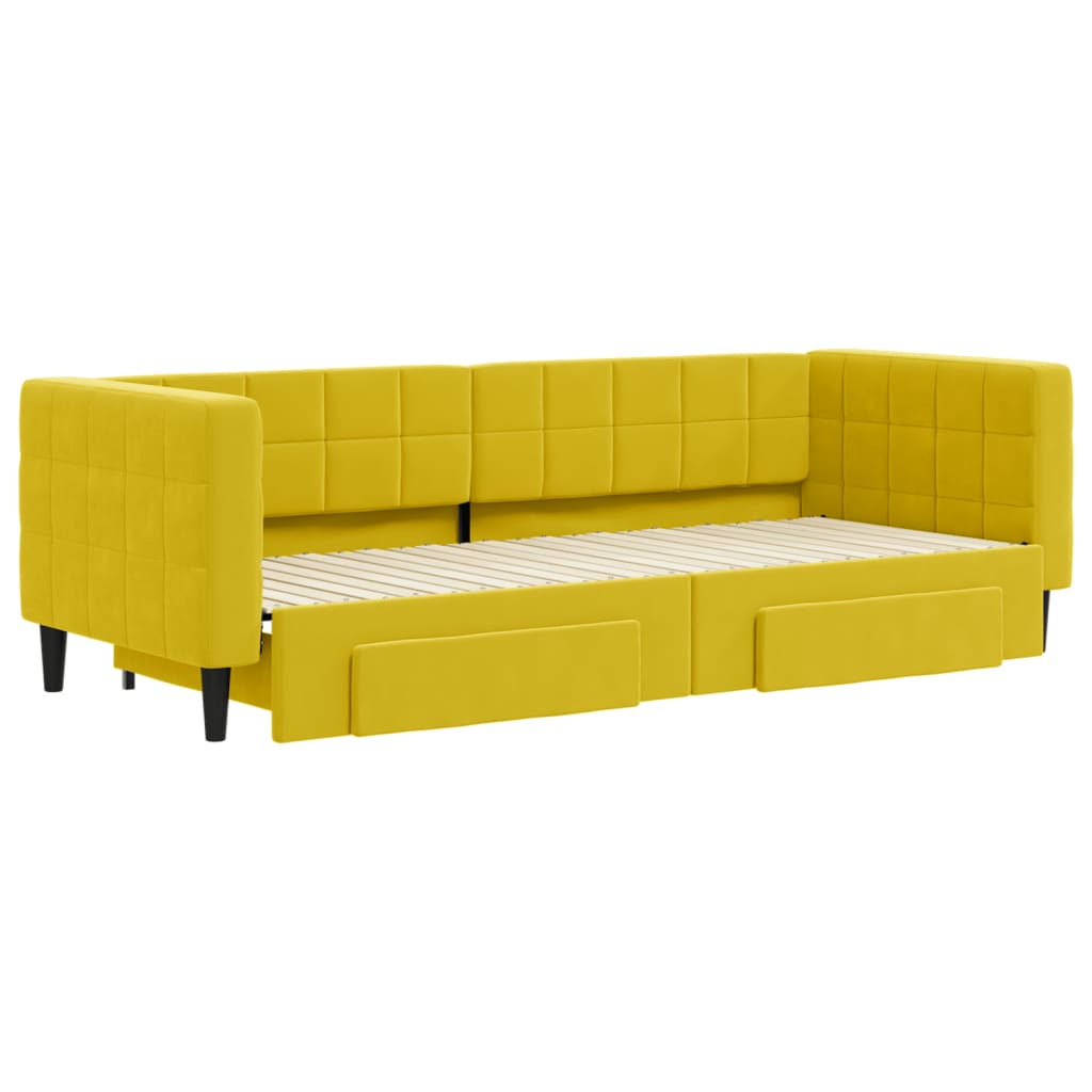 Divano Letto Estraibile con Cassetti Giallo 80x200cm in Velluto - homemem39