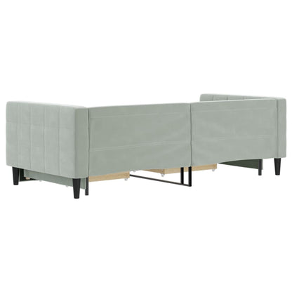 Divano Letto Estraibile Cassetti Grigio Chiaro 90x200cm Velluto - homemem39