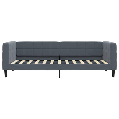 Divano Letto Estraibile Cassetti Grigio Scuro 90x200cm Velluto