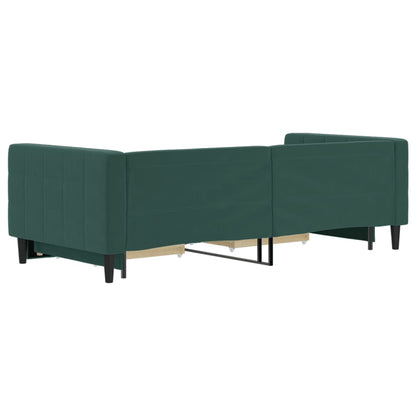Divano Letto Estraibile Cassetti Verde Scuro 90x200cm Velluto - homemem39