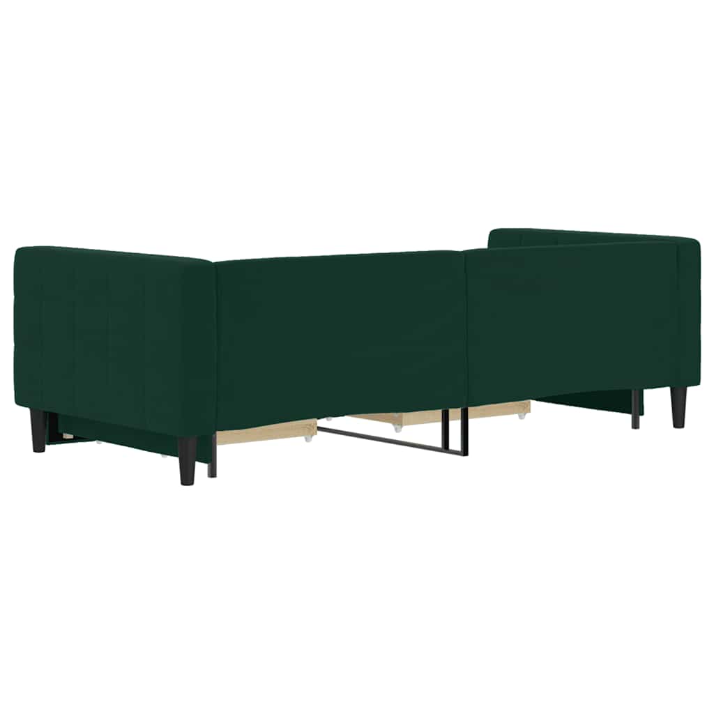 Divano Letto Estraibile Cassetti Verde Scuro 90x200cm Velluto