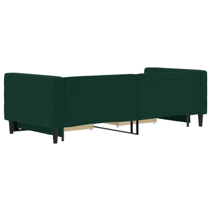 Divano Letto Estraibile Cassetti Verde Scuro 90x200cm Velluto
