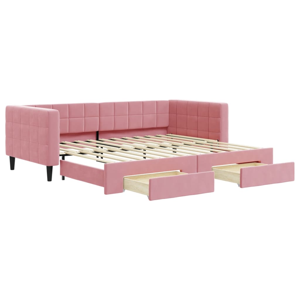 Divano Letto Estraibile con Cassetti Rosa 90x200 cm Velluto - homemem39
