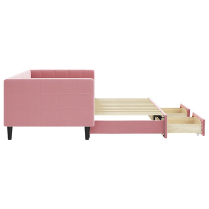Divano Letto Estraibile con Cassetti Rosa 90x200 cm Velluto