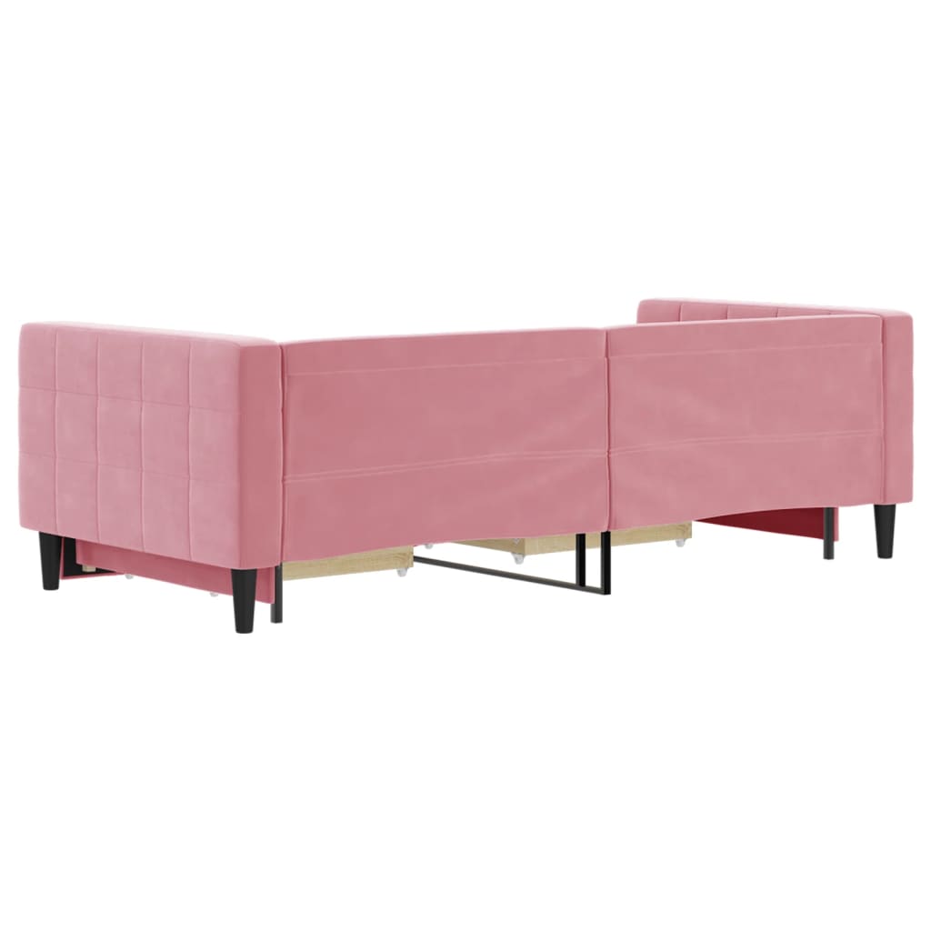 Divano Letto Estraibile con Cassetti Rosa 90x200 cm Velluto - homemem39