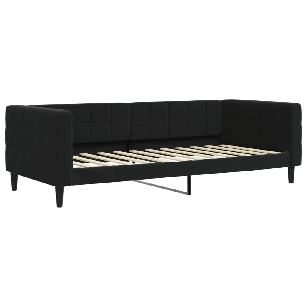 Divano Letto Estraibile con Cassetti Nero 90x200 cm in Velluto - homemem39