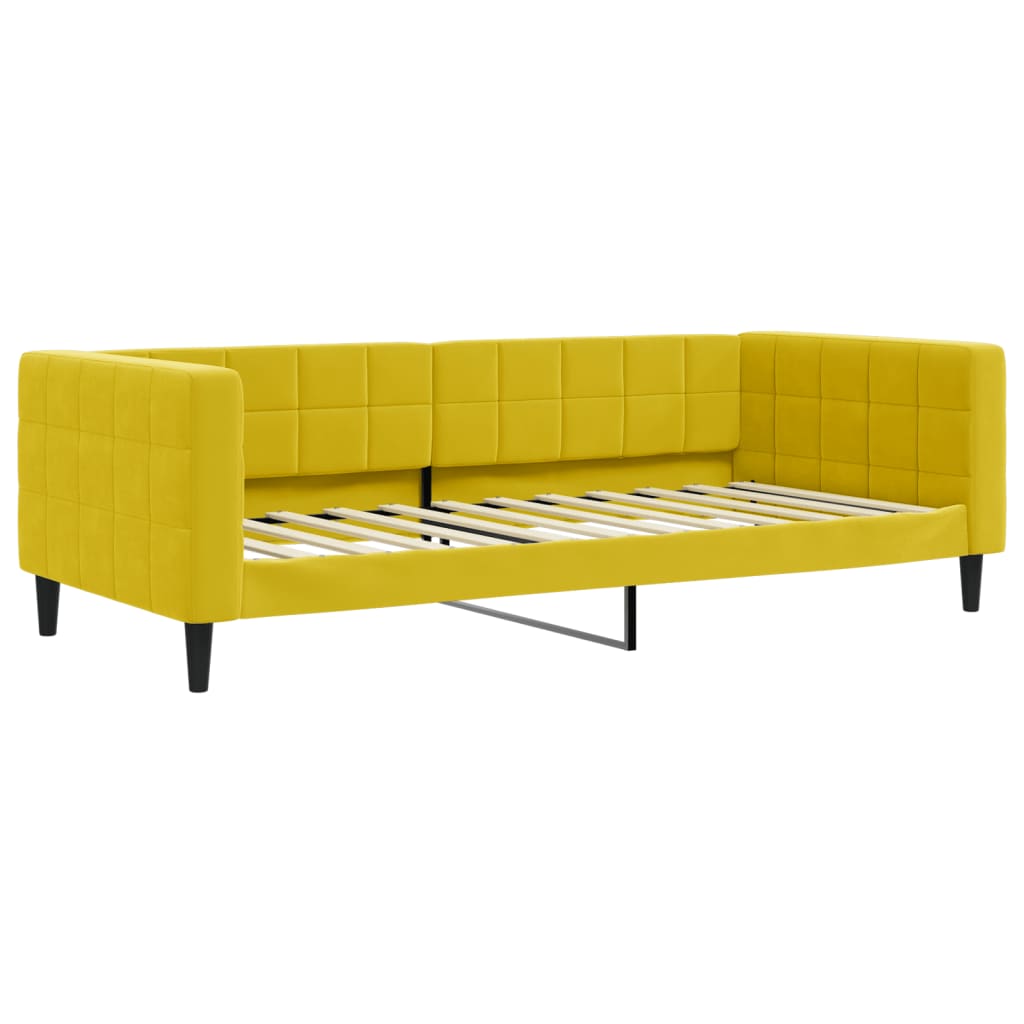 Divano Letto Estraibile con Cassetti Giallo 90x200cm in Velluto - homemem39