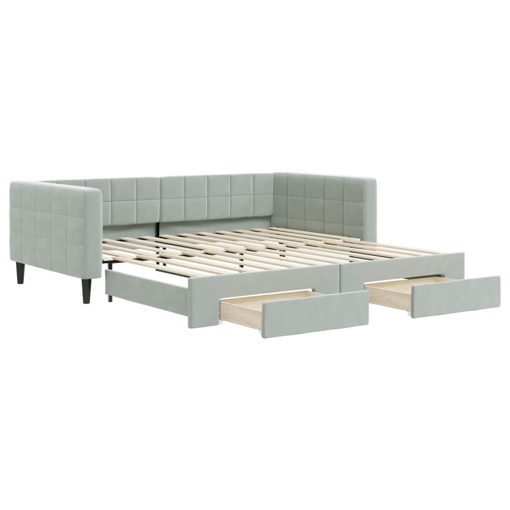 Divano Letto Estraibile Cassetti Grigio Chiaro 100x200 Velluto - homemem39