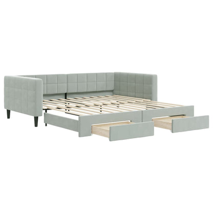 Divano Letto Estraibile Cassetti Grigio Chiaro 100x200 Velluto - homemem39
