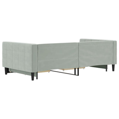Divano Letto Estraibile Cassetti Grigio Chiaro 100x200 Velluto - homemem39