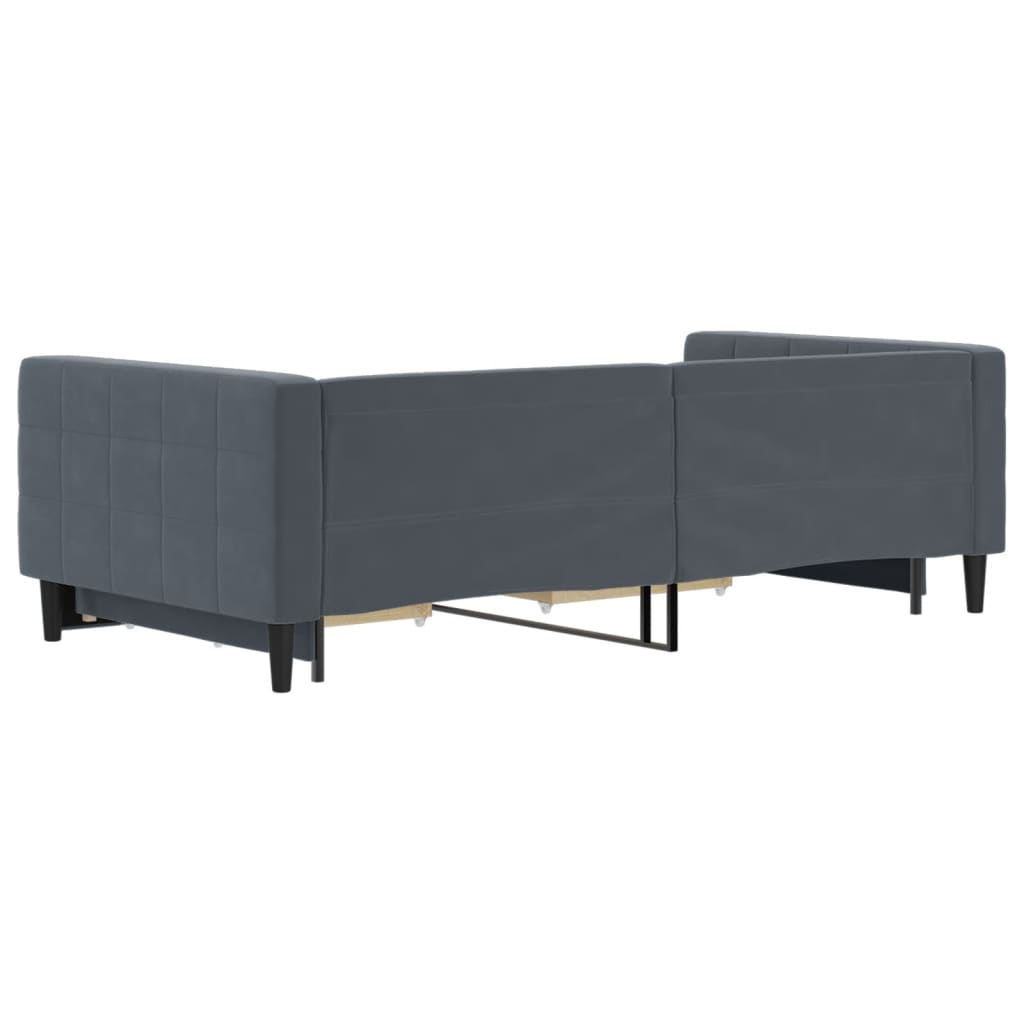 Divano Letto Estraibile Cassetti Grigio Scuro 100x200cm Velluto - homemem39