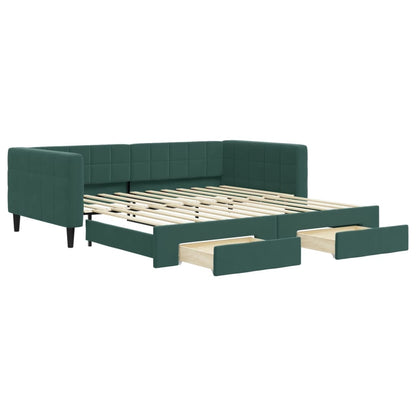 Divano Letto Estraibile Cassetti Verde Scuro 100x200cm Velluto - homemem39