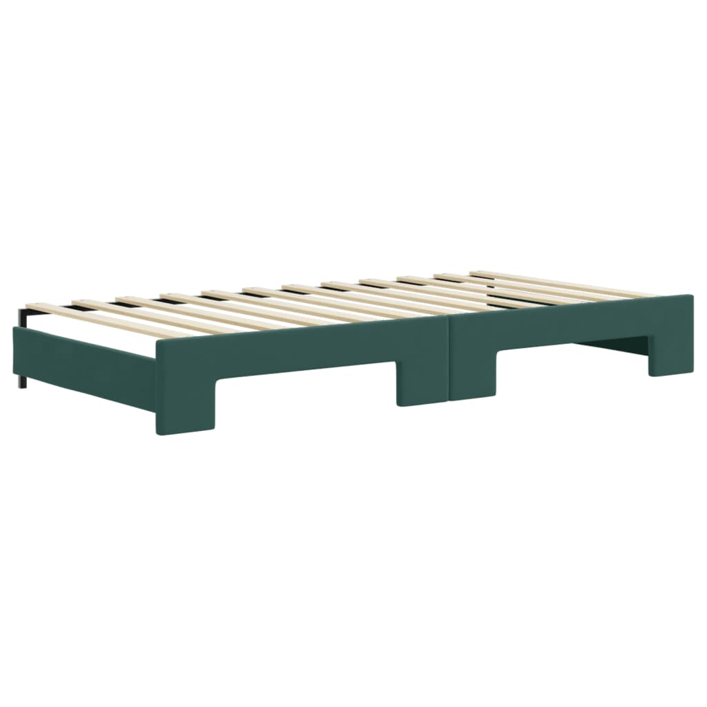 Divano Letto Estraibile Cassetti Verde Scuro 100x200cm Velluto - homemem39